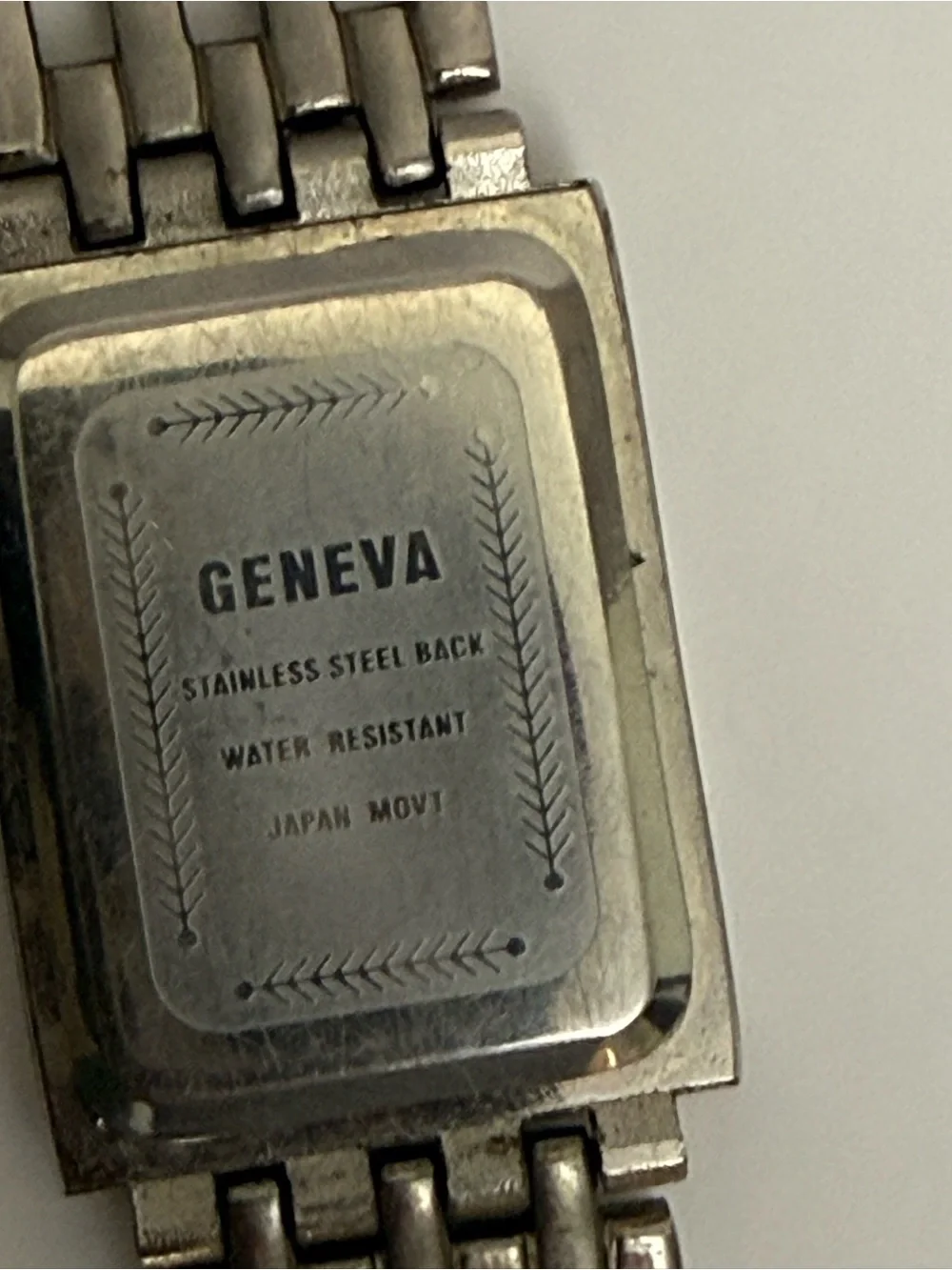 Geneva Men’s Silver Rectangular Quartz Watch Black Dial
